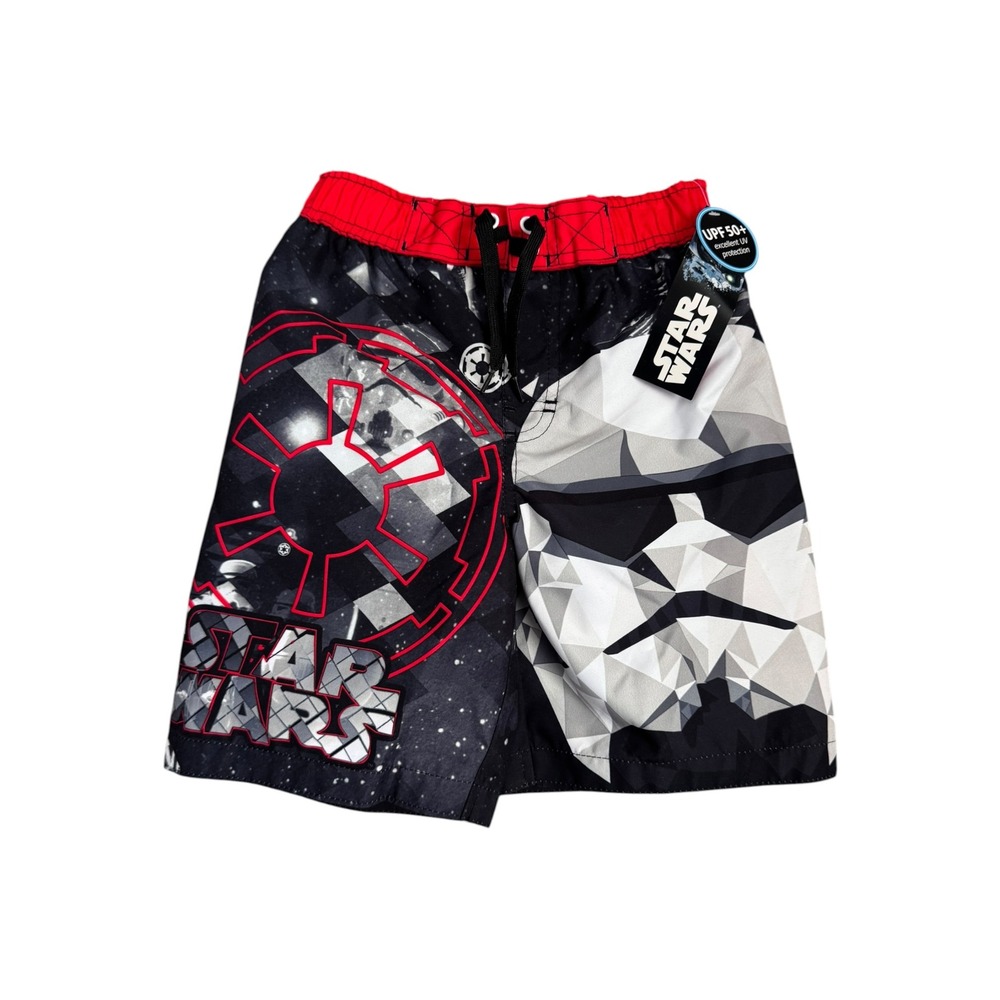 Star Wars Boys Stormtrooper Swim Trunks Black Red Board Shorts UPF 50+ Size‎ 4